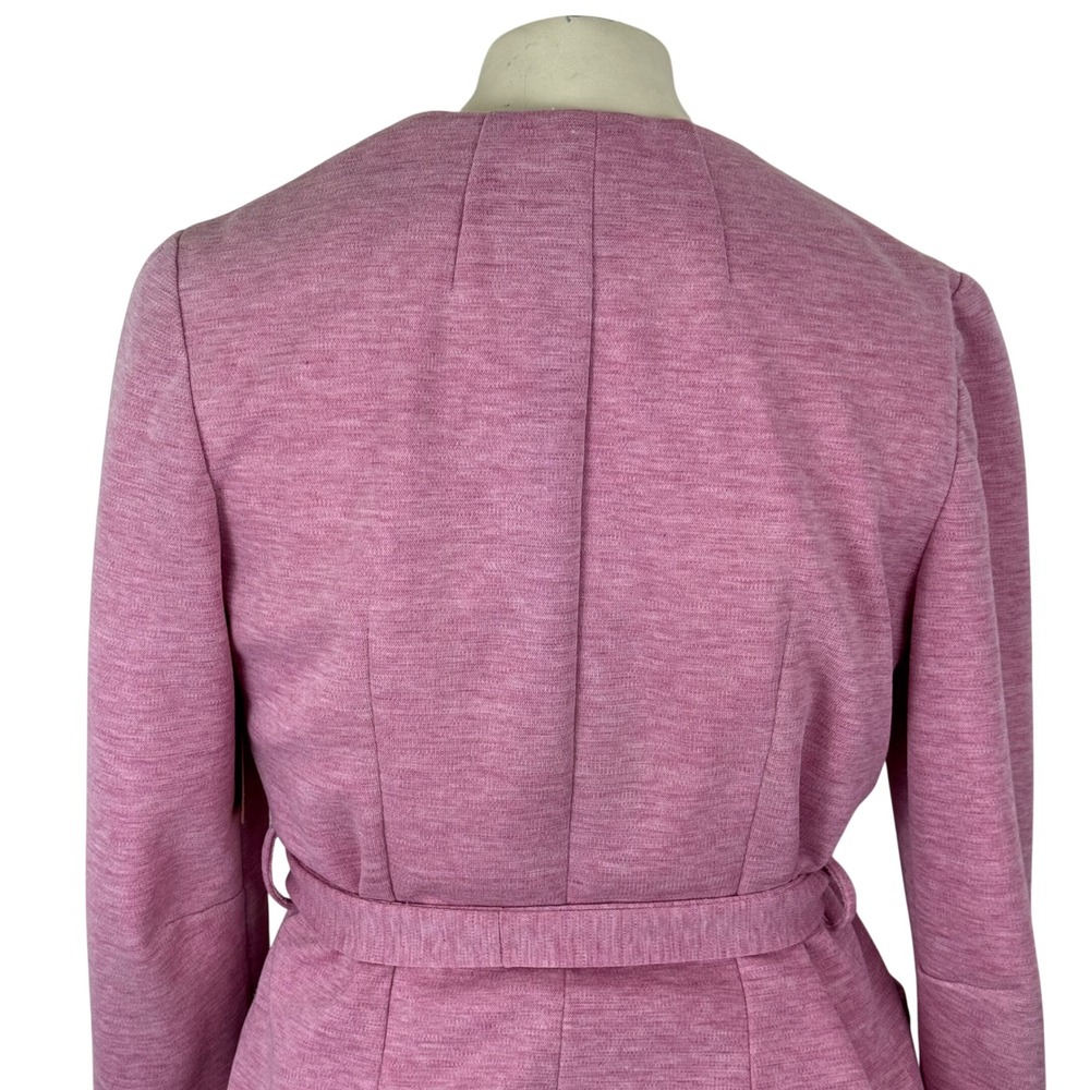 Vintage 70s Pink Textured Knit Skirt Suit Belted Blazer &‎ Midi Skirt Set Mod - Picture 5 of 12